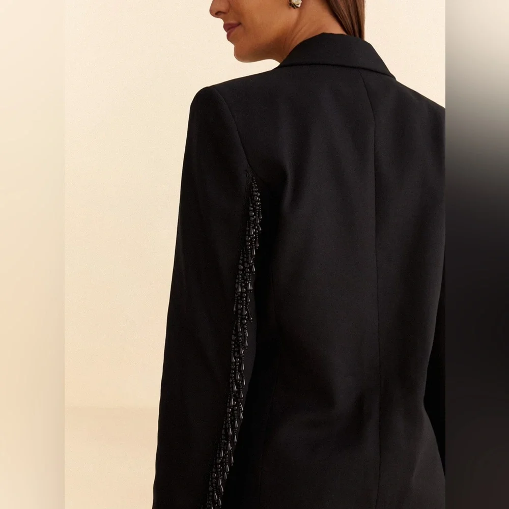 Farm Rio Black Fringe Blazer - Picture 5 of 8